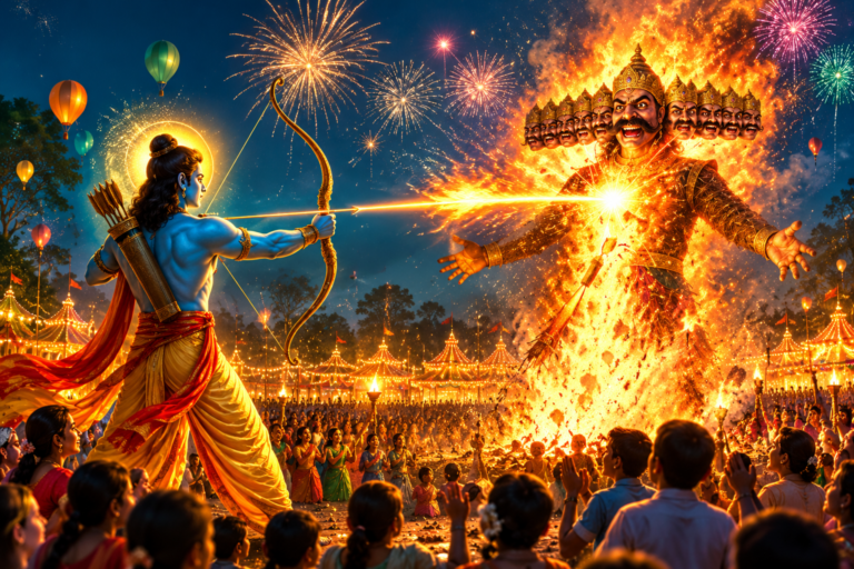 Rama’s Flaming Arrow at Dussehra